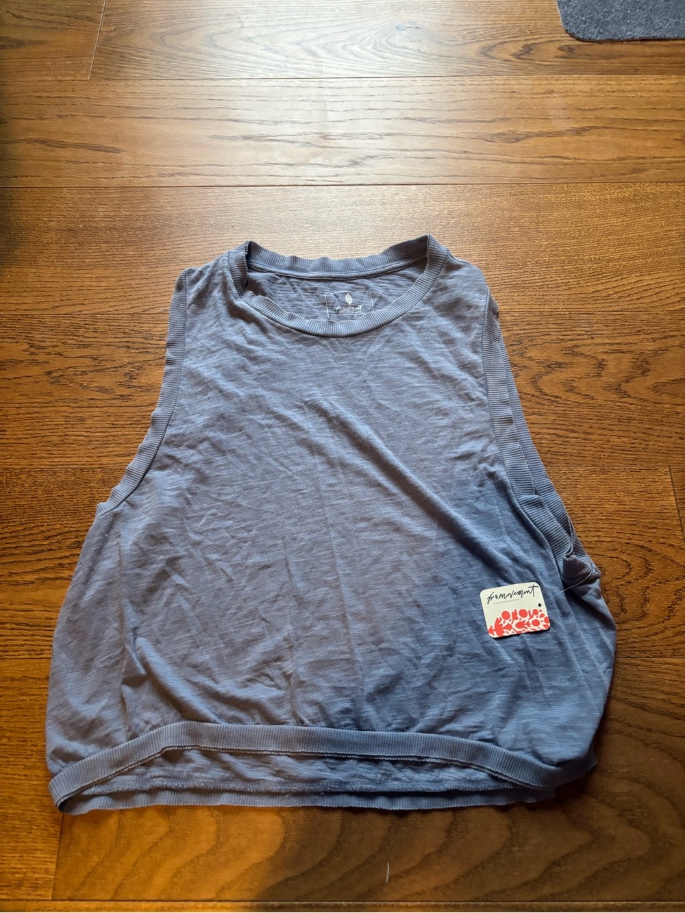 Light Blue Cropped Tank with Flower Patch